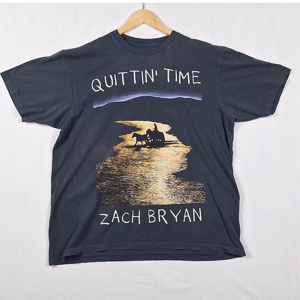 One of These Days Zach Bryan Quittin' Time Tour 24 Concert T-Shirt Grey XL